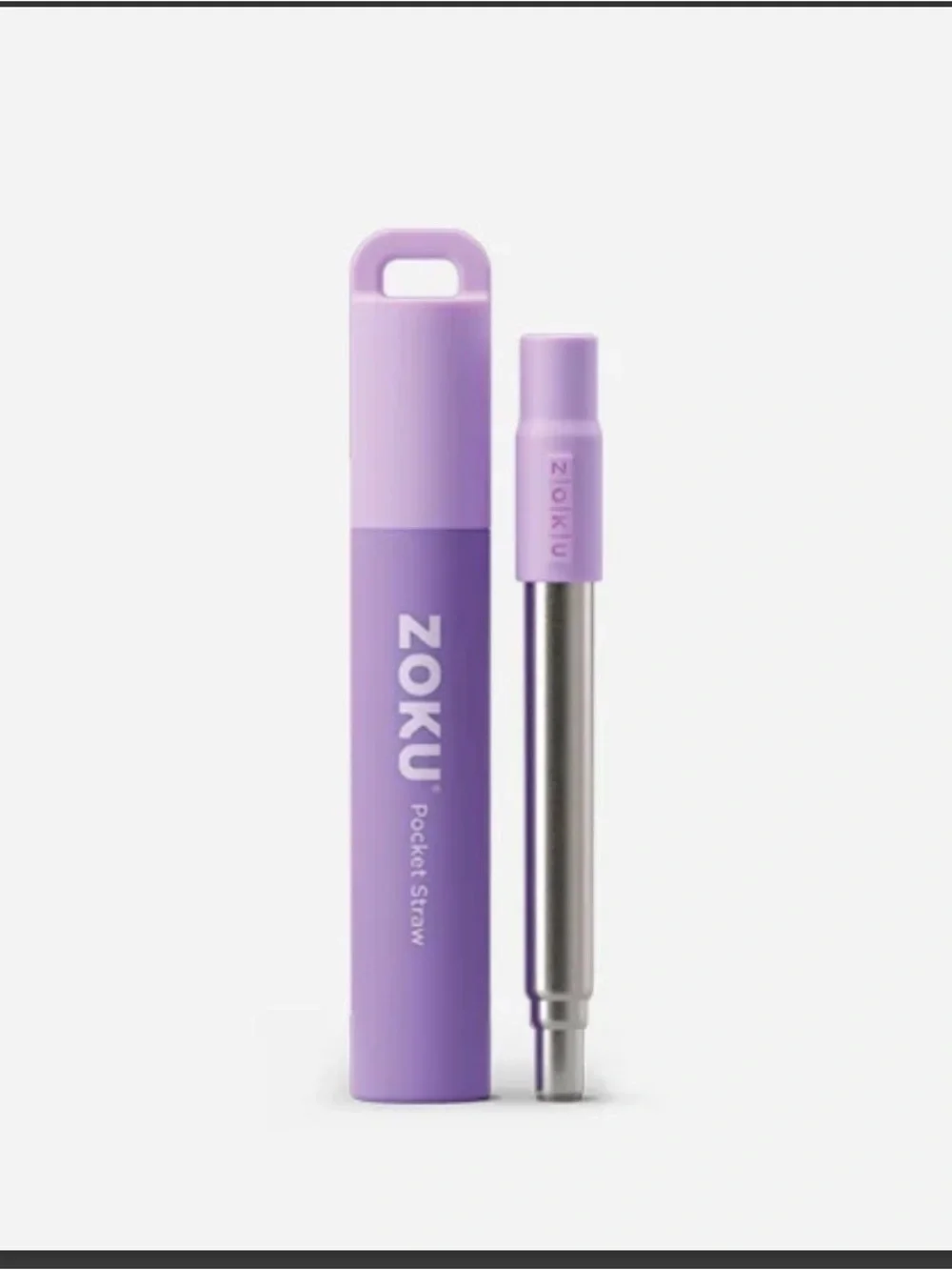 Zoku Pocket Straw - Lavender Reusable Stainless Steel Straw with Travel Case